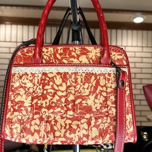 PATRICIA NASH RED/WHITE LEATHER BAG